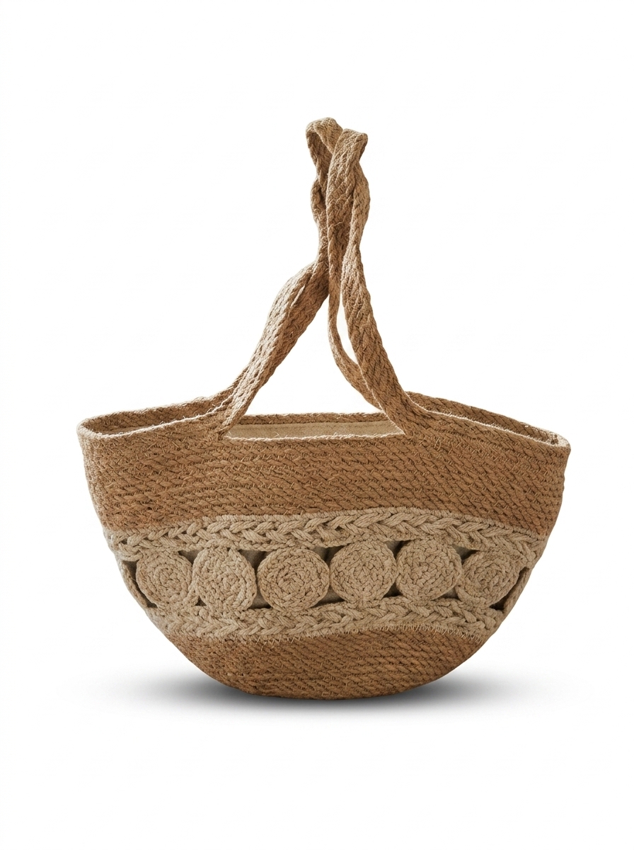 Boho Striped Jute Beach Bag