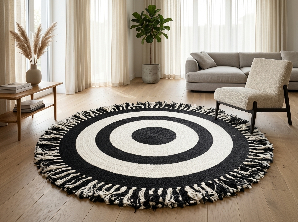Boho Braided Mandala Circle Rug