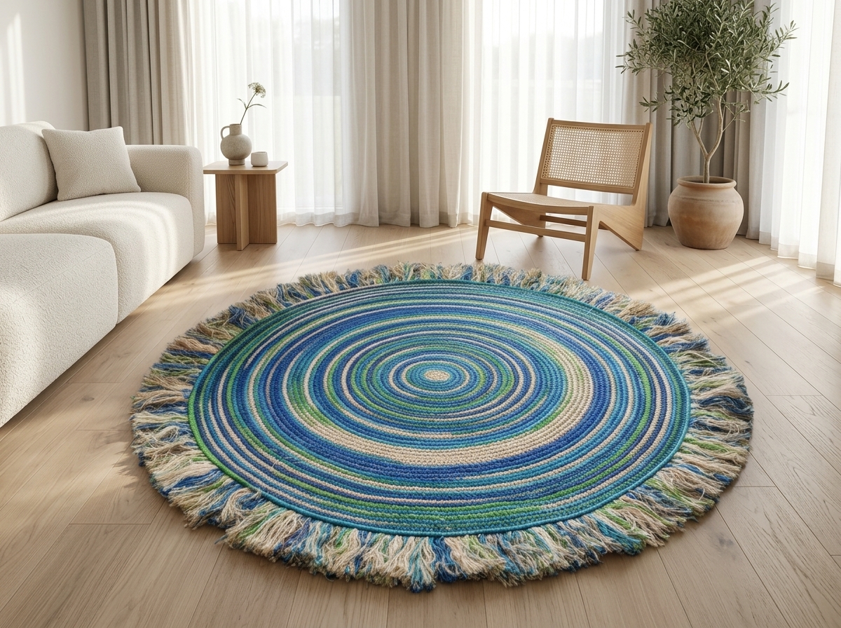 Premium Handmade Round Jute Rug |100% Eco-Friendly Natural Floor Carpet। 3 feet