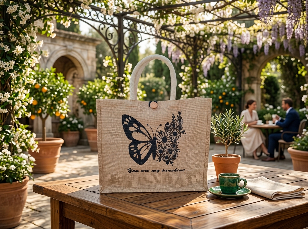 Butterfly Jute Tote